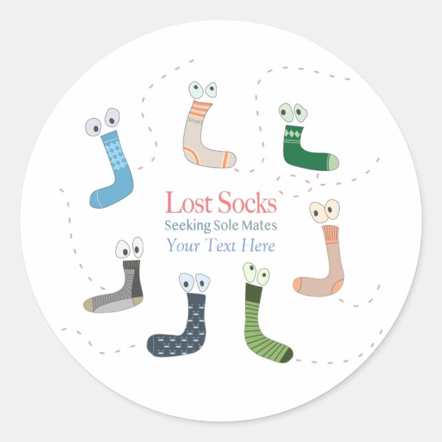 Lost Socks Seeking Sole Mates Baby Blanket Classic Round Sticker (Front)