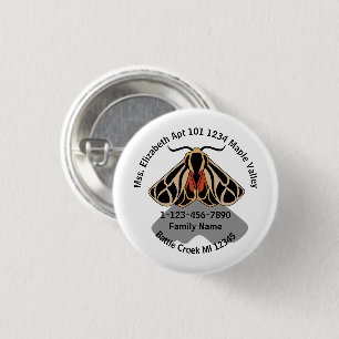 Lost Tiger Moth Family Home Address 3 Cm Round Badge