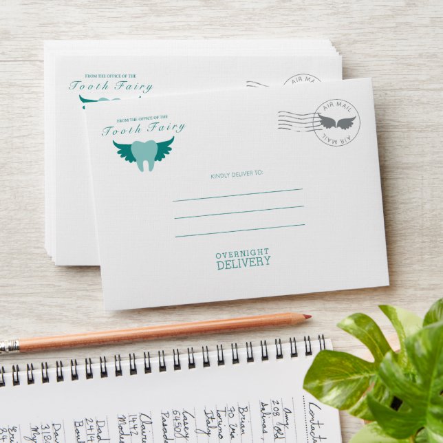 Lost Tooth Keepsake Note & Receipt Envelope Teal (Stacked)