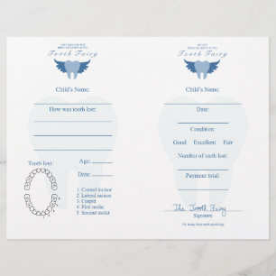 Lost Tooth Keepsake Note & Receipt for Kids Blue