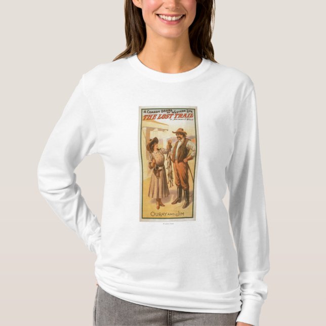 Lost Trail Comedy - Woman Fishing Western T-Shirt (Front)