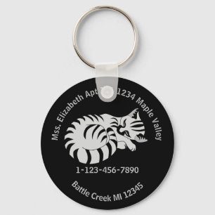 Lost White Tiger Kitten Contact Home Information Key Ring