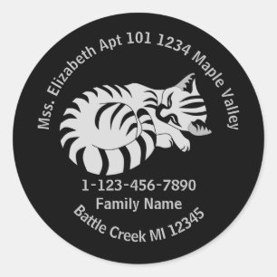Lost White Tiger Kitten Family Home Address Classic Round Sticker