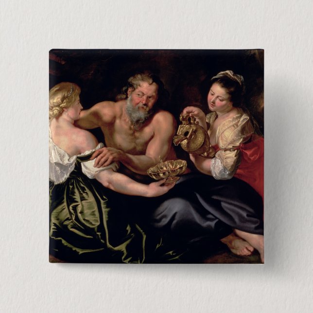 Lot and his daughters 15 cm square badge (Front)