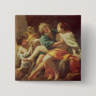 Lot and his Daughters, c.1630 (oil on canvas) 15 Cm Square Badge