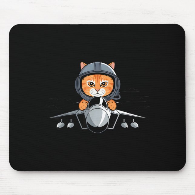 Lot Cat Fighter Jet Funny Aviation Kitty Design  Mouse Pad (Front)