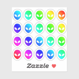 Lot Of Colourful Alien Heads Tiny Rainbow Shapes