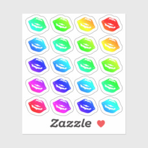 Lot Of Colourful Lips Tiny Rainbow Kisses Shapes