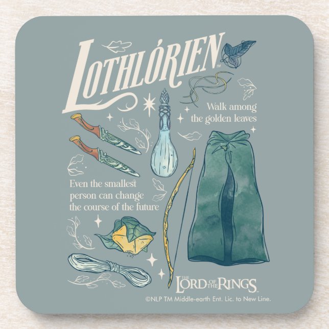 LOTHLORIEN™ Watercolor Collage Graphic Coaster (Front)