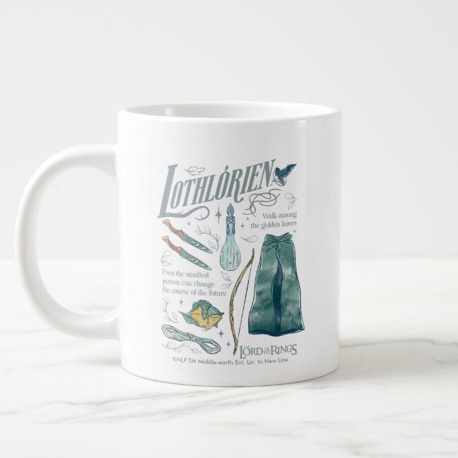 LOTHLORIEN™ Watercolor Collage Graphic Large Coffee Mug (Left)