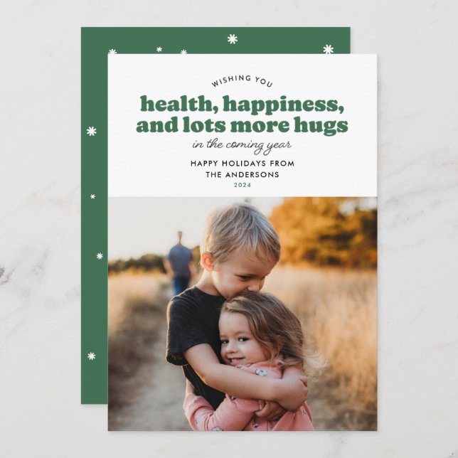 Lots More Hugs Holiday Card (Green) (Front/Back)