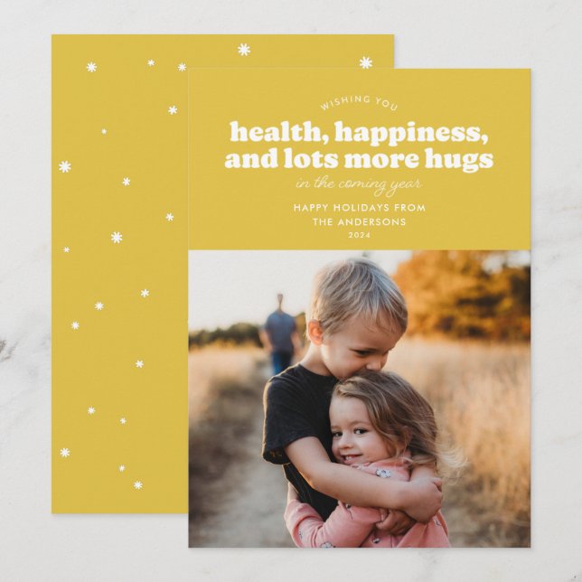 Lots More Hugs Holiday Card (Mustard) (Front/Back)