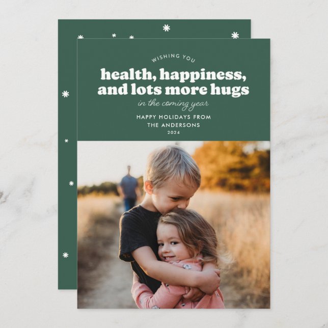 Lots More Hugs Holiday Card (Pine Green) (Front/Back)