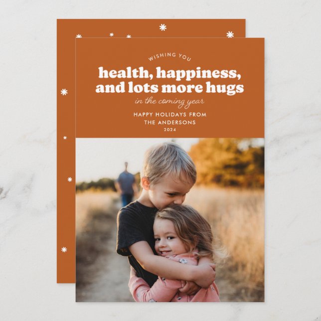 Lots More Hugs Holiday Card (Rust) (Front/Back)