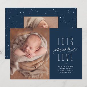 Lots more love navy photo birth announcement
