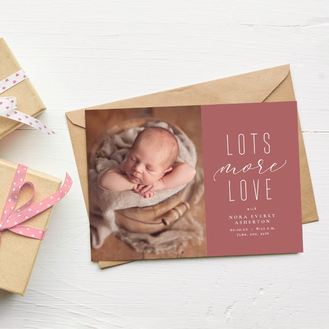 Lots more love pink photo birth announcement (Creator Uploaded)