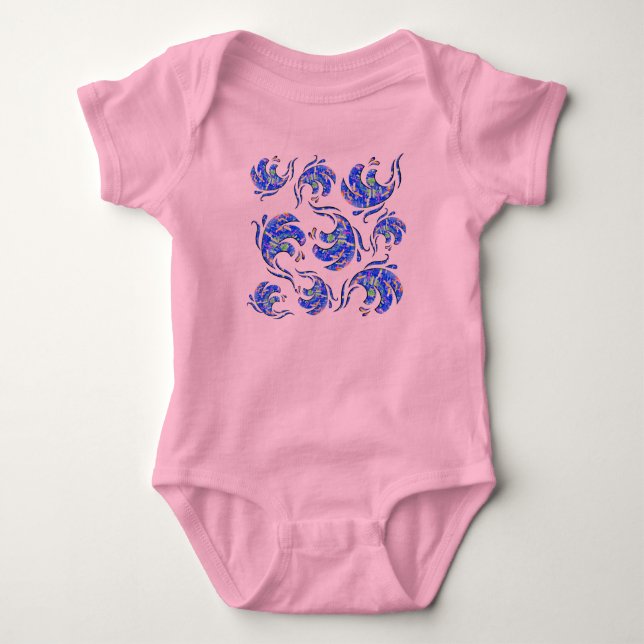 Lots of abstract art waves    baby bodysuit (Front)