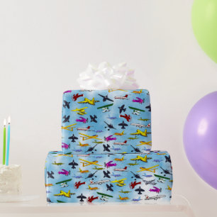 Lots of Aeroplanes Jets Fighter Planes Fun Kids Bo Wrapping Paper