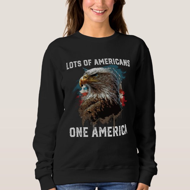 Lots Of Americans One America Patriotic USA Flag J Sweatshirt (Front)