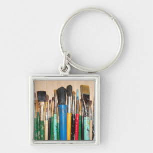 Lots of Artist Paint Brushes Key Ring