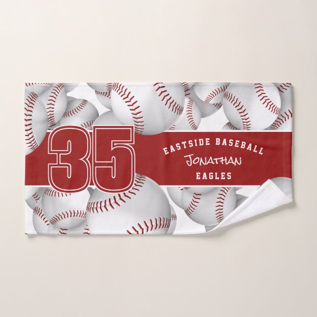 Lots of baseballs custom player and team name hand towel (Hand Towel)