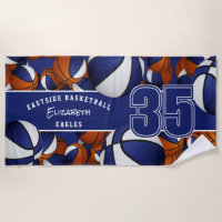Lots of basketballs athlete team name blue white