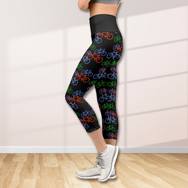 Lots of Bicycles Pattern on Black Capri Leggings (Creator Uploaded)