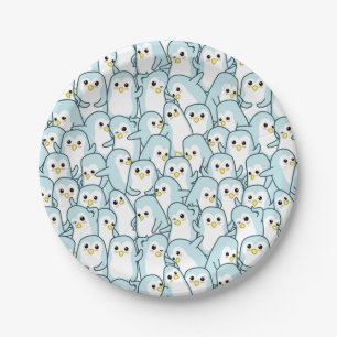 Lots of cartoon Penguins Paper Plate