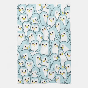 Lots of cartoon Penguins Tea Towel