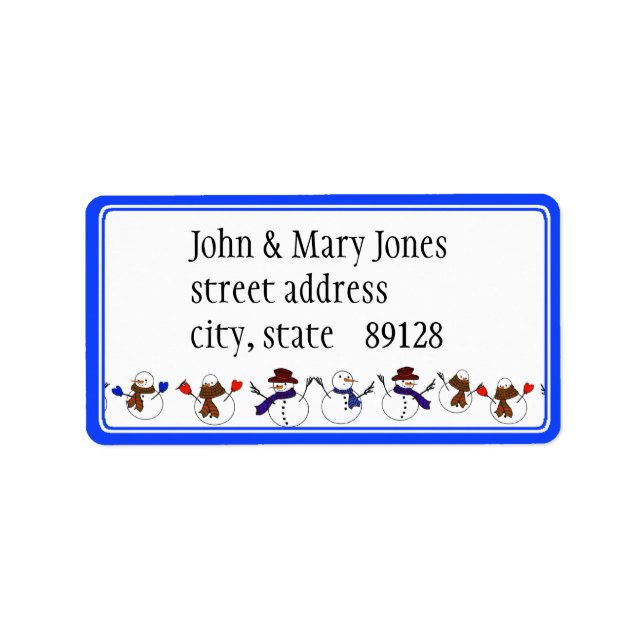 Lots of  Christmas Cartoon Snowmen Label (Front)