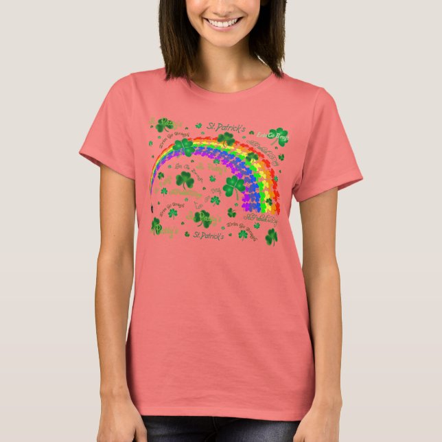 Lots of Cloverleaves and a Rainbow T-Shirt (Front)
