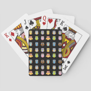 Lots of Colourful Cute Owls Pattern Playing Cards