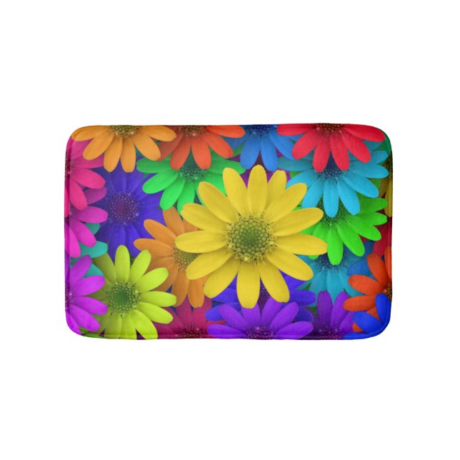 Lots of Colourful Daisies Bath Mat (Front)