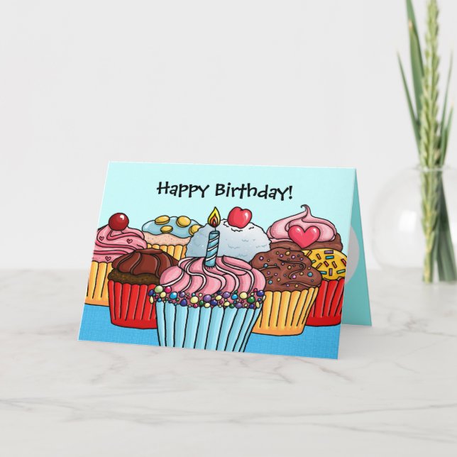 Lots of cupcakes birthday card (Front)