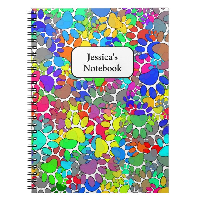 Lots Of Dog Paw Prints All Over Notebook (Front)