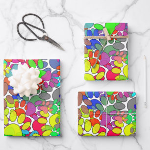Lots Of Dog Paw Prints All Over  Wrapping Paper Sheet