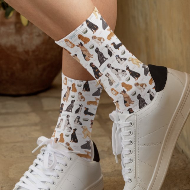 Lots of Dogs Dog Breed Pattern Socks (Creator Uploaded)