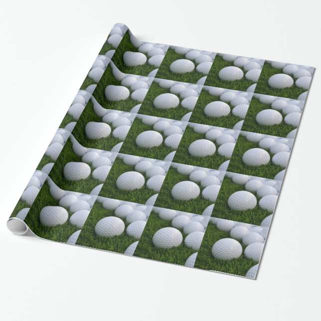 Lots of Golf Balls on the Grass Wrapping Paper (Unrolled)