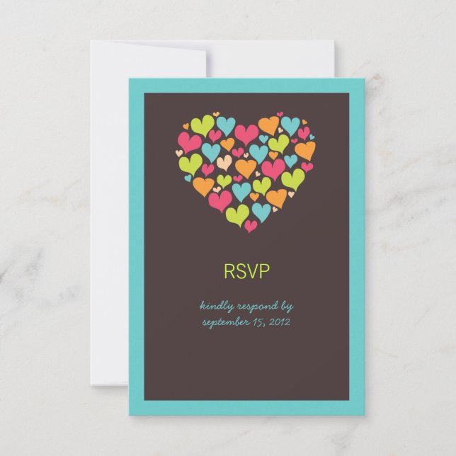 Lots of Hearts Wedding RSVP Card (Front)