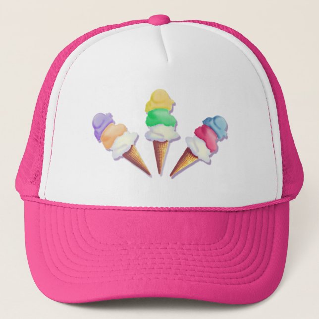 LOTS of ICE CREAM FLAVORS by SHARON SHARPE Trucker Hat (Front)