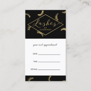 Lots of Lashes Lash Salon Black/Gold Appointment Card