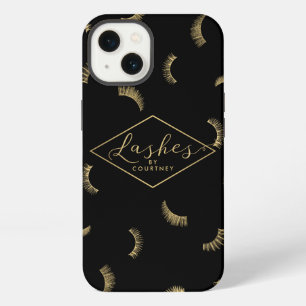 Lots of Lashes Pattern Black/Gold Personalised iPhone 13 Case