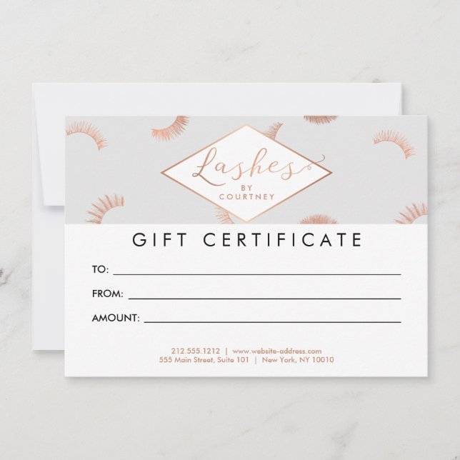Lots of Lashes Pattern Grey/Rose Gold Gift Card (Front)
