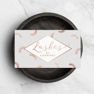Lots of Lashes Pattern Lash Salon Grey/Rose Gold Business Card