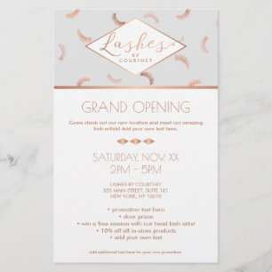 Lots of Lashes Pattern Lash Salon Grey/Rose Gold Flyer
