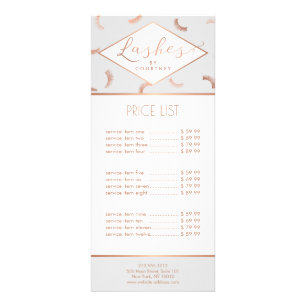 Lots of Lashes Pattern Lash Salon Grey/Rose Gold Rack Card