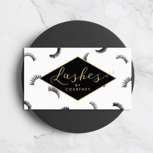 Lots of Lashes Pattern Lash Salon White/Black/Gold Business Card