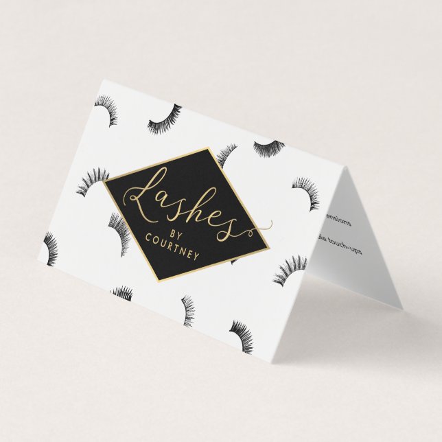 Lots of Lashes Salon White/Black Aftercare Business Card (Front)