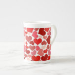 Lots of Love Bone China Mug<br><div class="desc">Cute mini pink and red hearts in a mosaic pattern.</div>