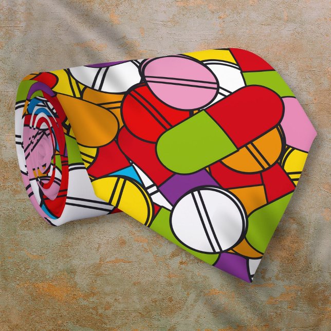 Lots of Pills Tie (Lots of Pills Coloful Modern Pattern Tie)